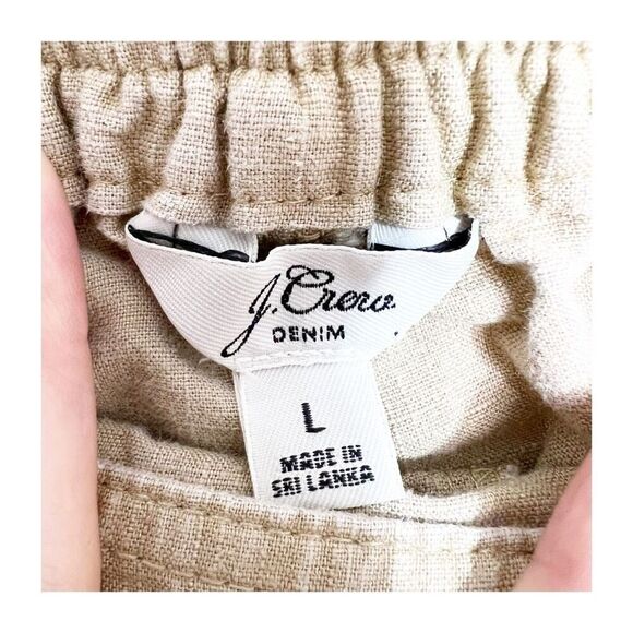 J.Crew Pants Womens Large Tan Linen Blend Tie-Waist Seaside Coastal Comfort - Picture 6 of 8